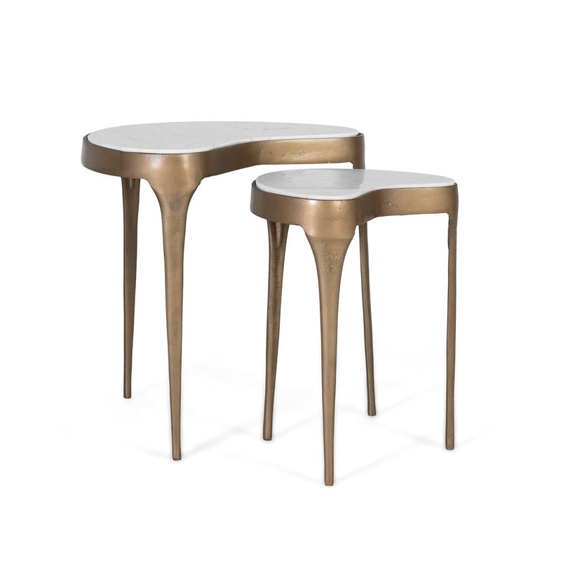 Ensemble deux Tables d'appoint cylindriques à bords arrondis