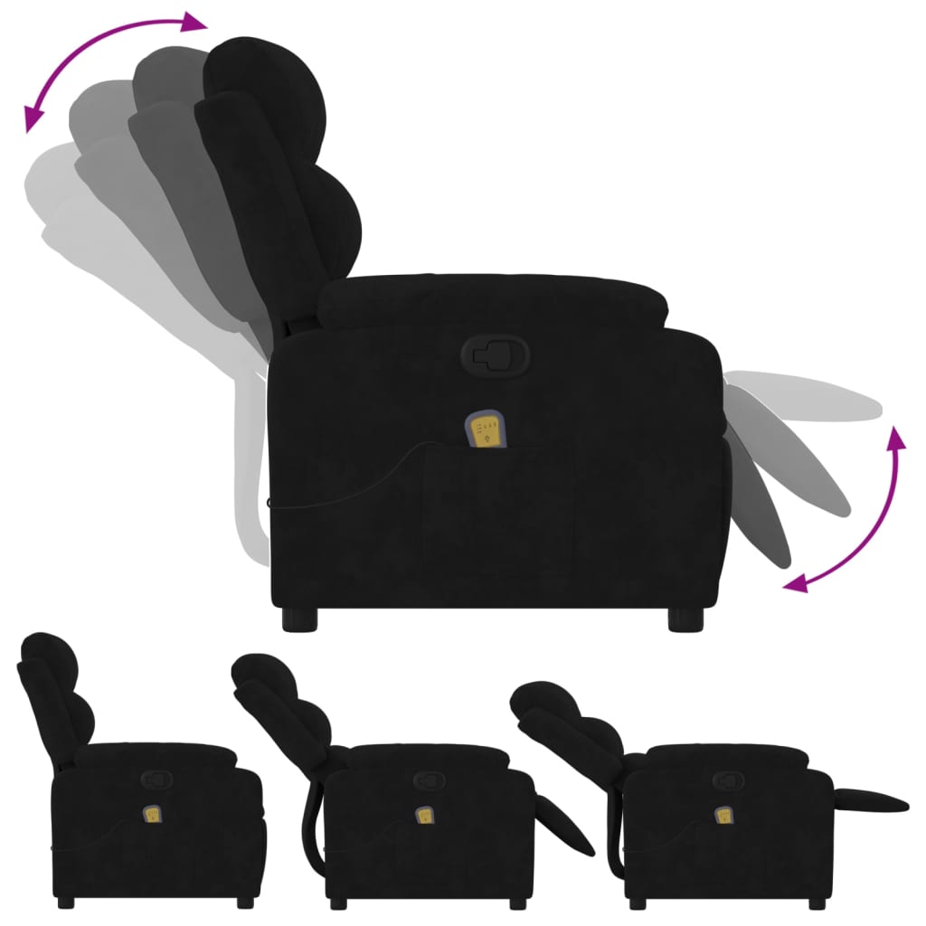 Fauteuil de Salon，Chaise，Fauteuil de massage inclinable noir velours - 5