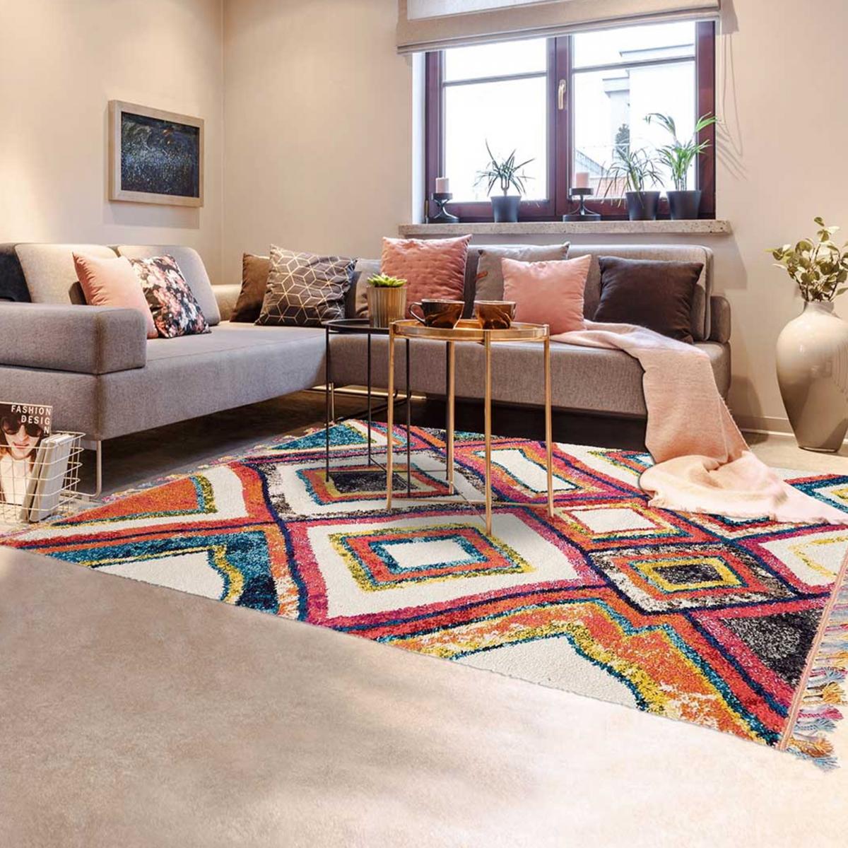 Tapis berbère 120x170 tissé motif ethnic LYN5 OURIKA violet - 7