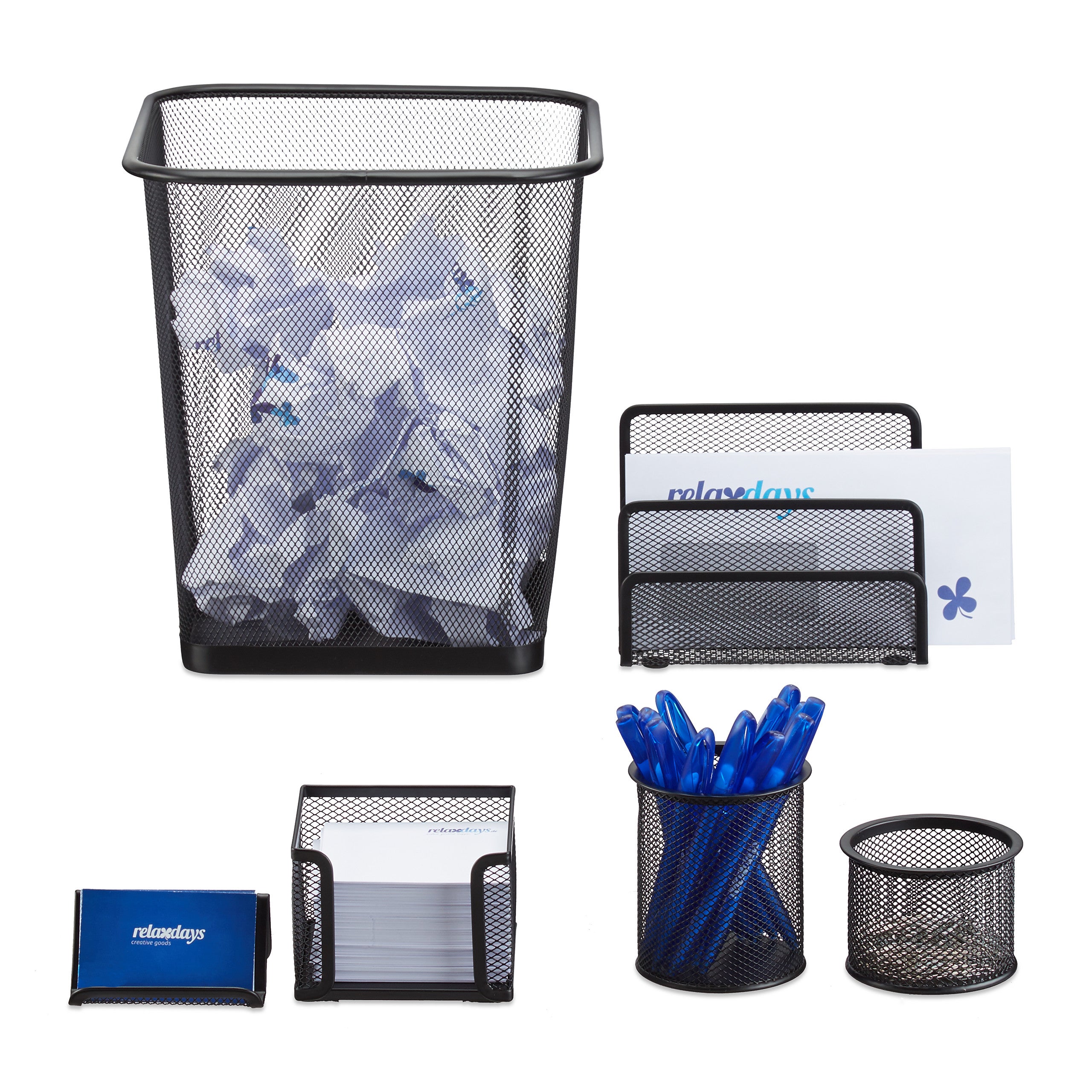 Organizador De Escritorio Relaxdays - Metal Negro Con Compartimentos (38x30x6cm)