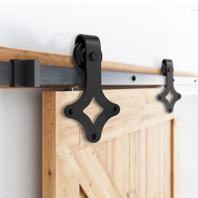 Système de porte coulissante Ensemble d'accessoires pour Rail au sol Rail de porte à rouleau en bois Verre 150kg 183CM - 5