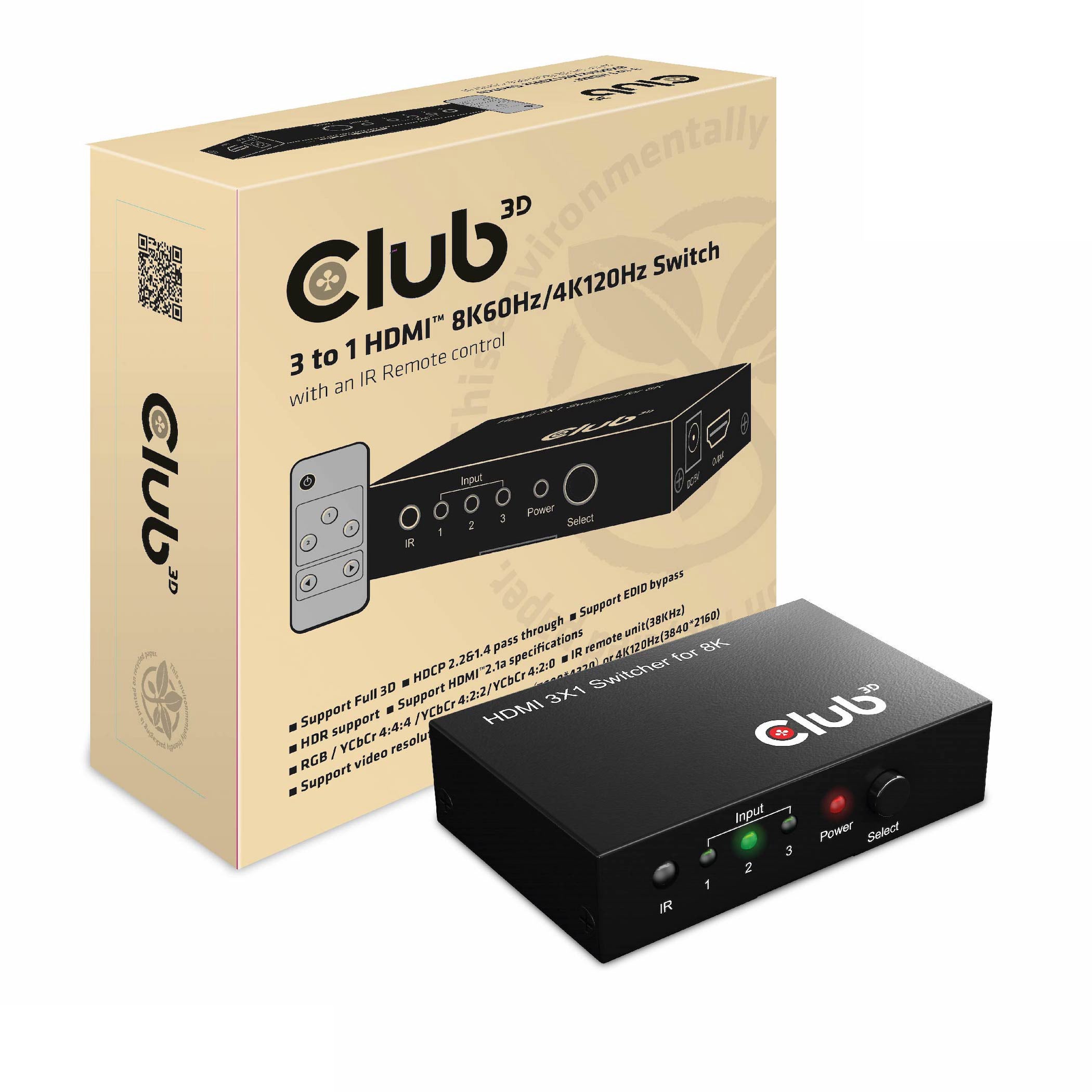 Commutateur HDMI 3 En 1 – 8K@60Hz/4K@120Hz – Avec Télécommande IR – Pour PS5, Xbox, PC, Lecteur Blu-ray - 13