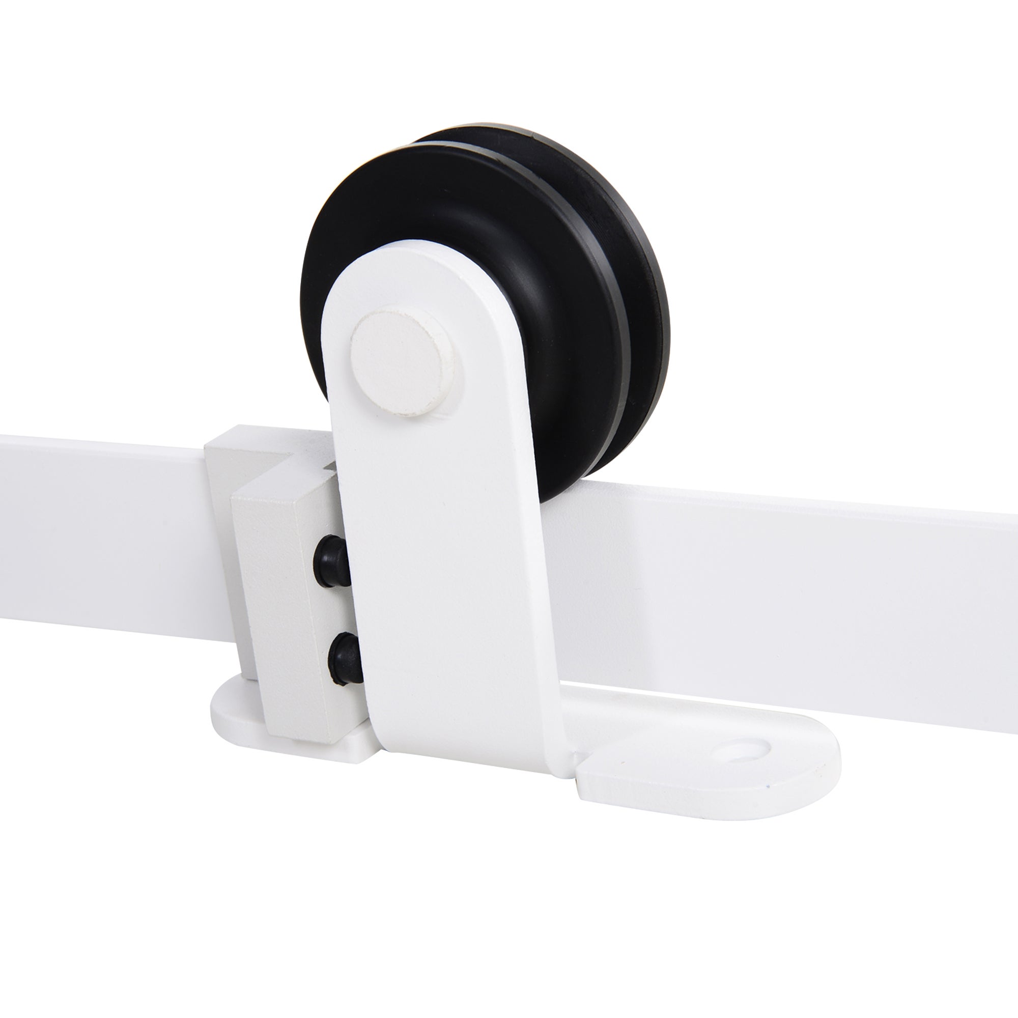 Kit ferramenta porta scorrevole 183 cm in acciaio al carbonio bianco con binario, rulli e accessori completi - 6