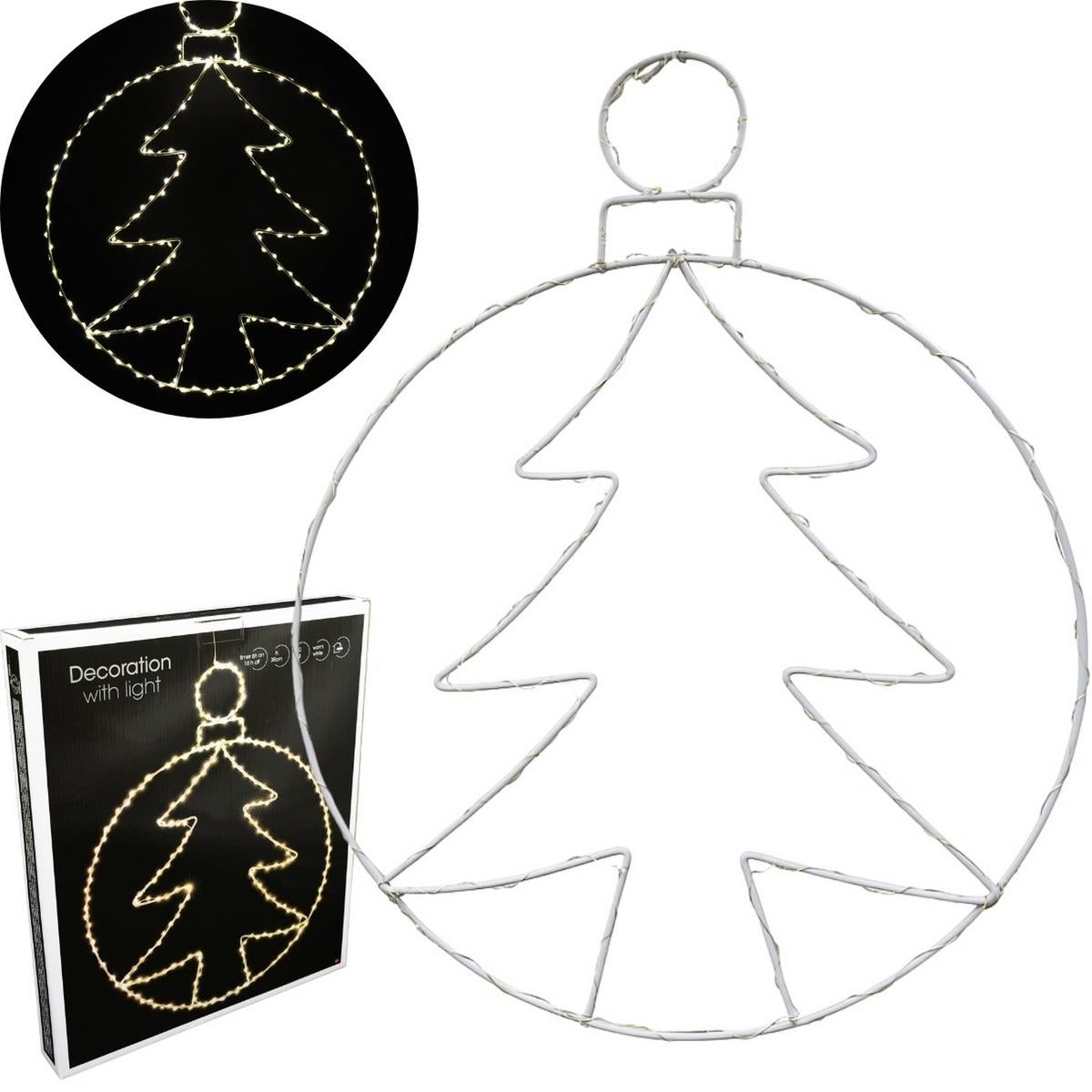 Dekoracja okienna świetlna choinka 250 Led timer 48,5 cm ciepły biały