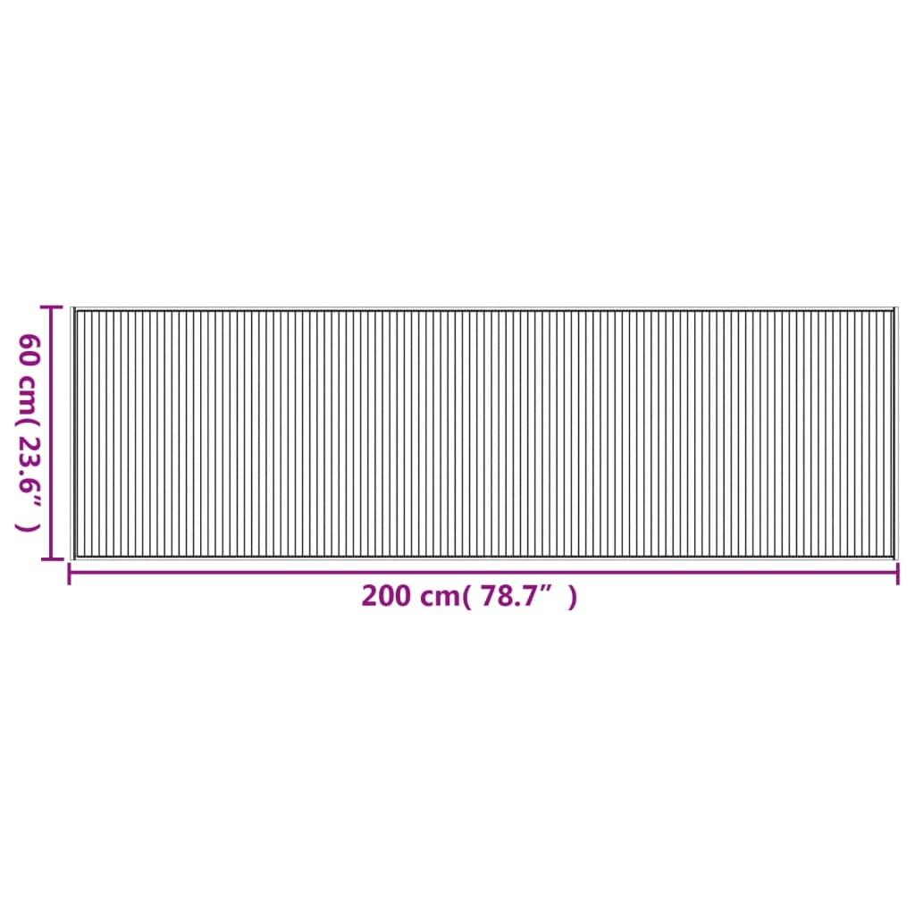 Tapis rectangulaire marron foncé 60x200 bambou - 8