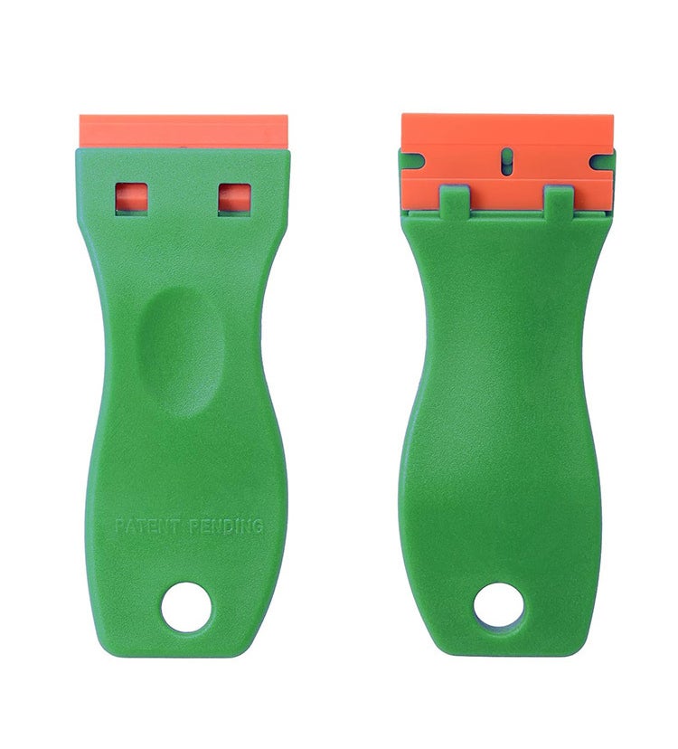 Grattoir en plastique anti-rayures, 2 grattoirs bleus + 100 lames, jeu de grattoirs dissolvant de colle - 6