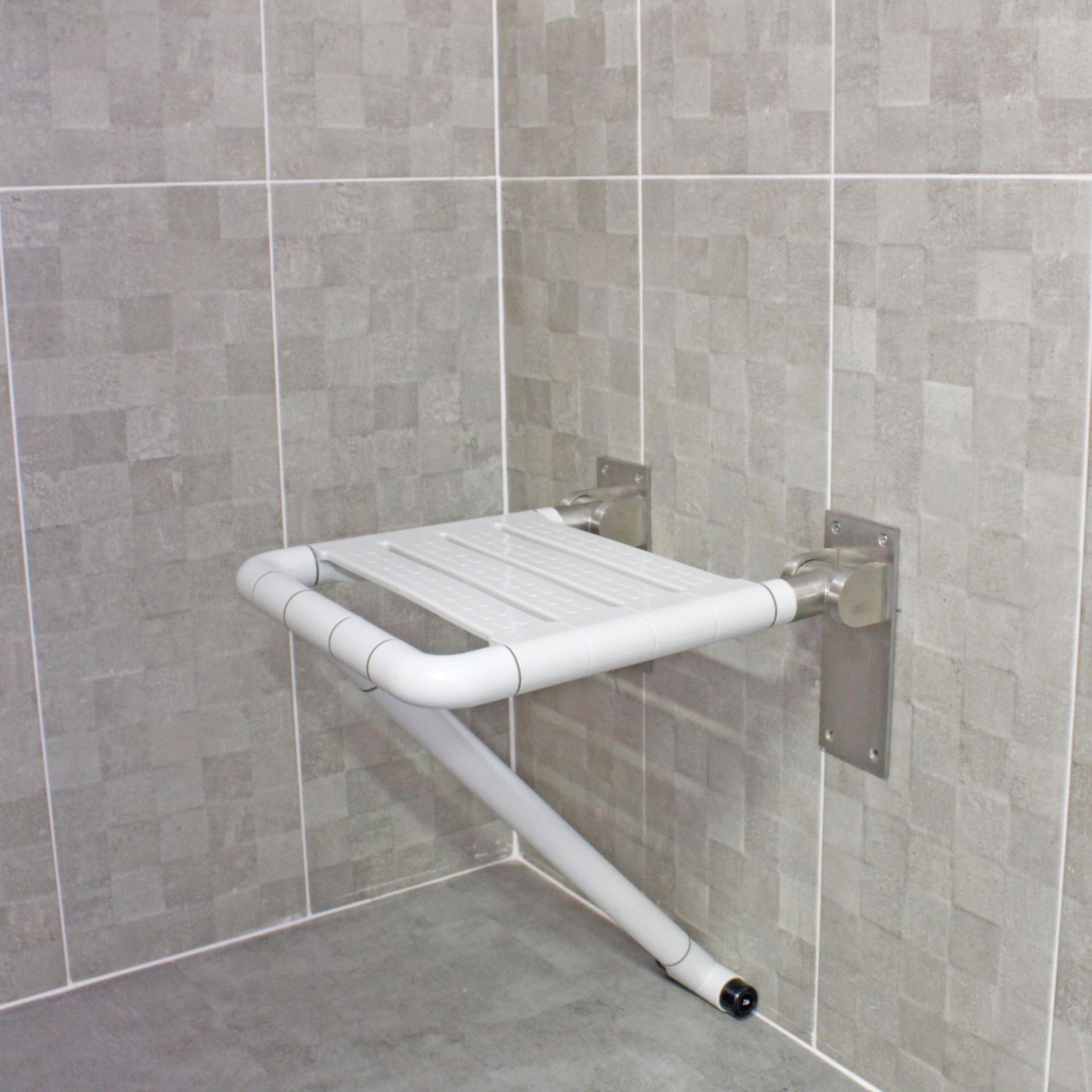 SENSEA - Asiento de ducha elevable fijo - Asiento de ABS y fijaciones de acero inoxidable - Dia - 4