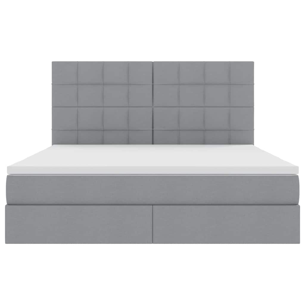 Lit avec rangement et matelas gris clair 180 x 200 cm tissu - 7