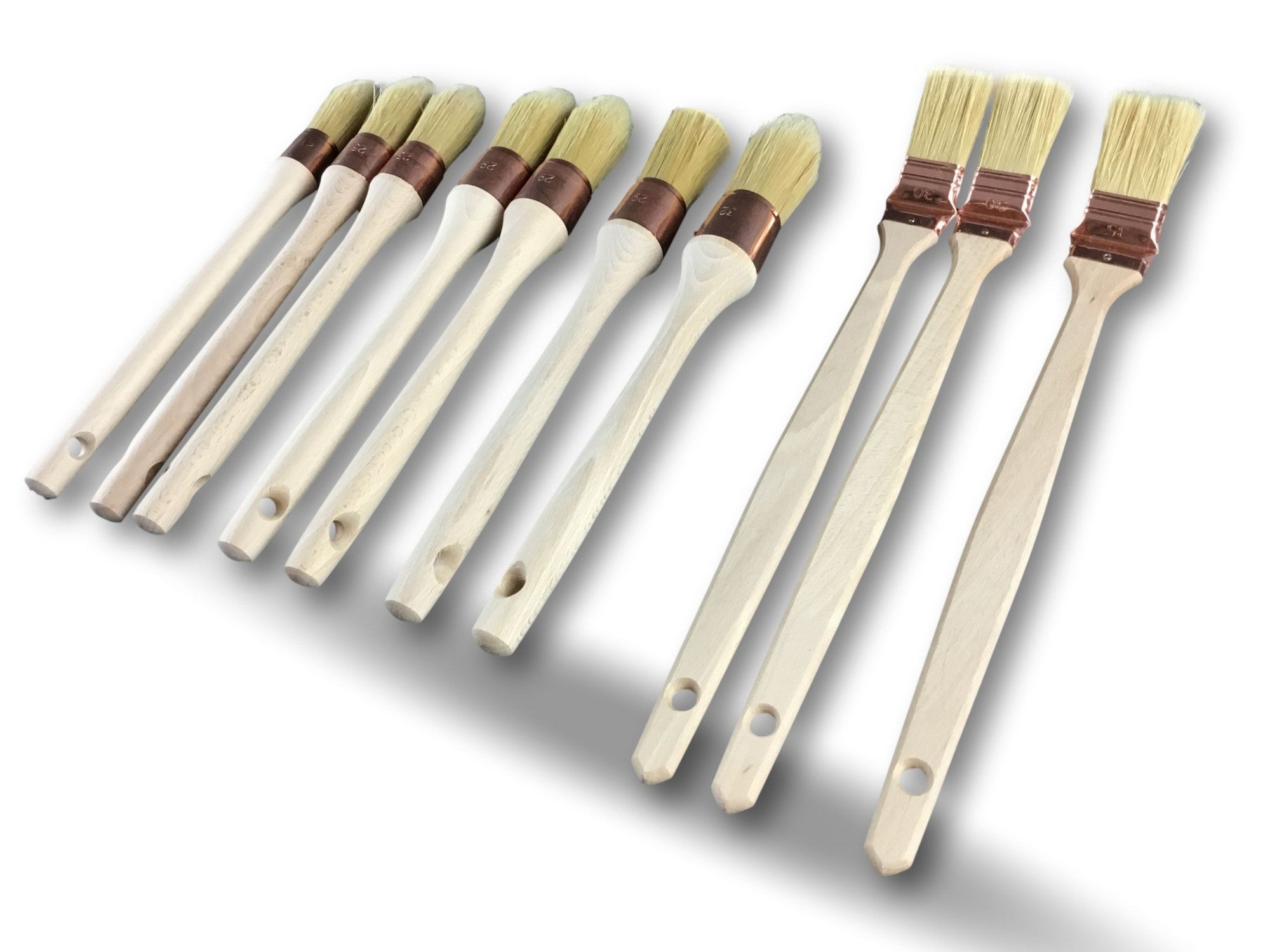 Pack de 10 pinceaux | 7 ronds à rechampir et pouce | 3 plats coudés radiateur | Fabrication 100 % française | Haut de gamme pour professionnels - 4