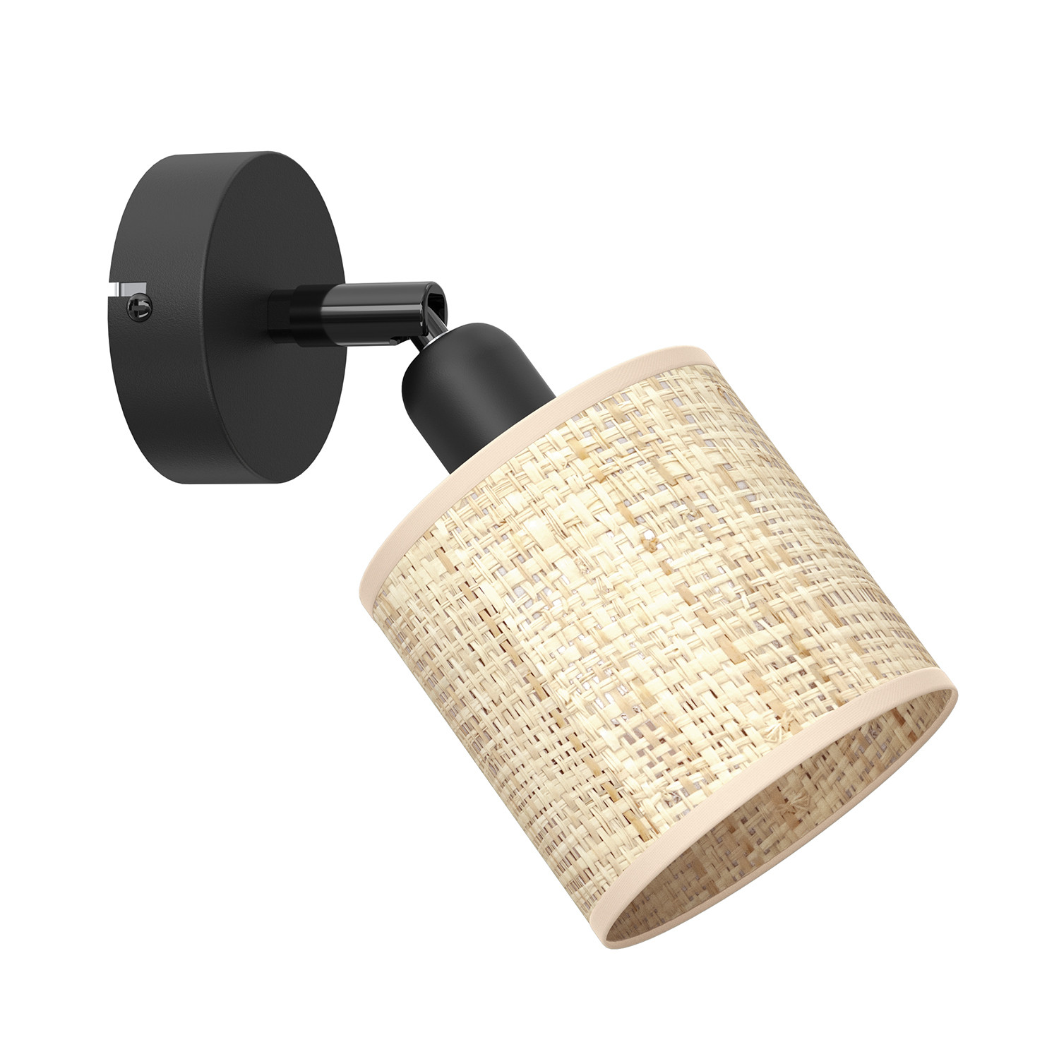 Reflektor sufitowy spot natynkowy Rattan Spot okrągły kremowo-czarny mat 1xE14x15W wym: 20 x 10 x 12 cm wiklina / rattan / słoma Luminex
