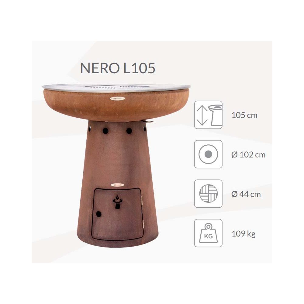 Barbecue brasero en acier Nero Hauteur 105 cm Diamètre 102 cm Remundi - 5