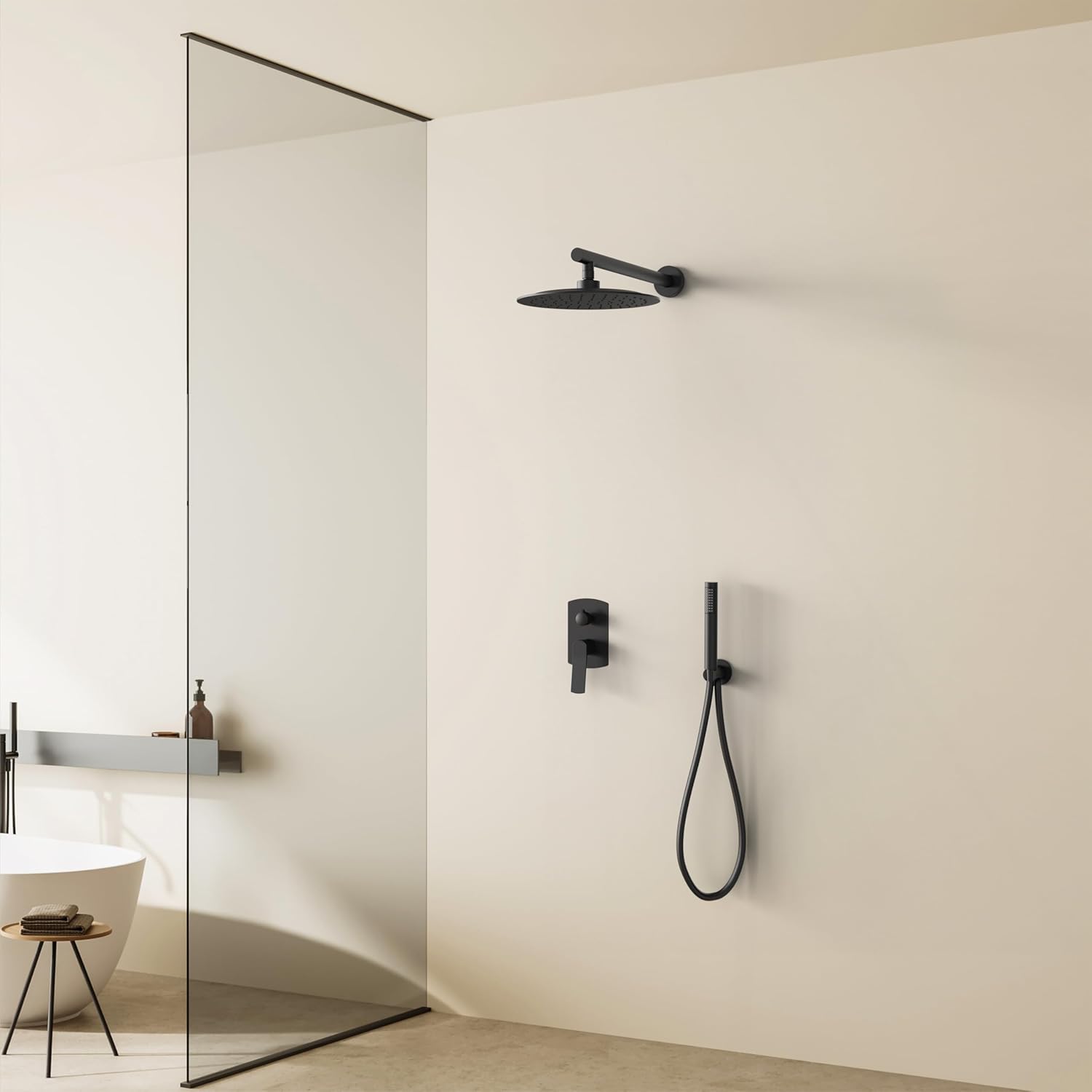 Braccio doccia tondo, nero, 5,2*5,2*40 cm, acciaio inossidabile ...