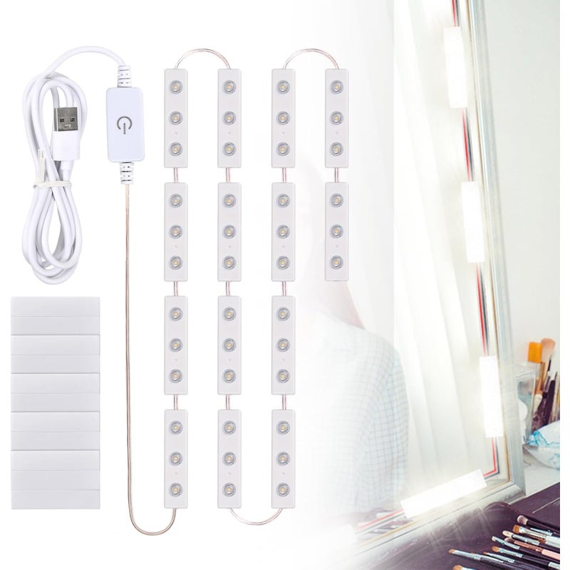 Ściemnialna lampa LED do lustra, lampa do lustra toaletkowego, idealnie ukryte kable USB, lampka kosmetyczna USB do toaletki, lampki do makijażu, do ł