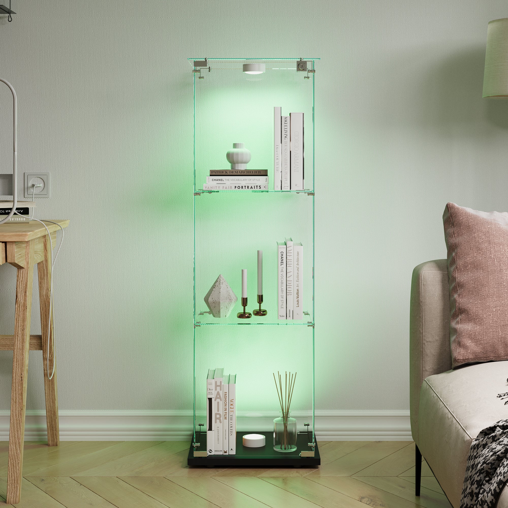 Vitrine en Verre Trempé avec Lampe LED – Design Panoramique 360 ...