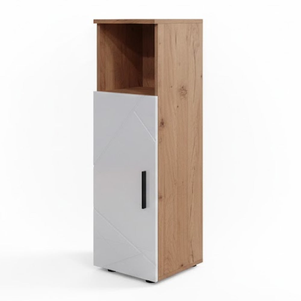 Vicco Szafka Midi Irma, Biały wysoki połysk/złoty dąb power, 30 x 95 cm