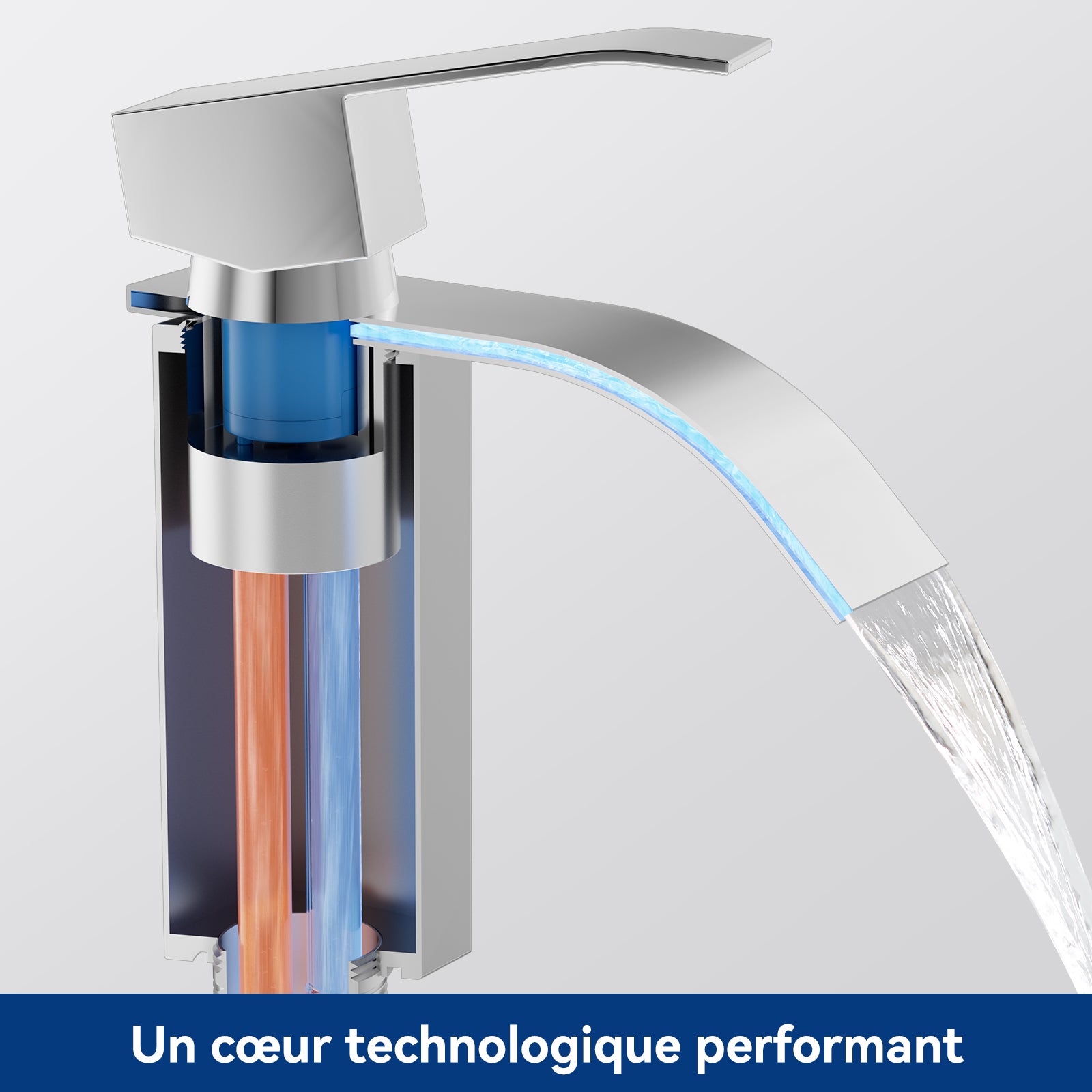 Cecipa max Robinet Salle de Bain Robinet Mono-trou Mitigeur Lavabo Cascade Robinetterie Lave-mains avec Levier Unique - 4