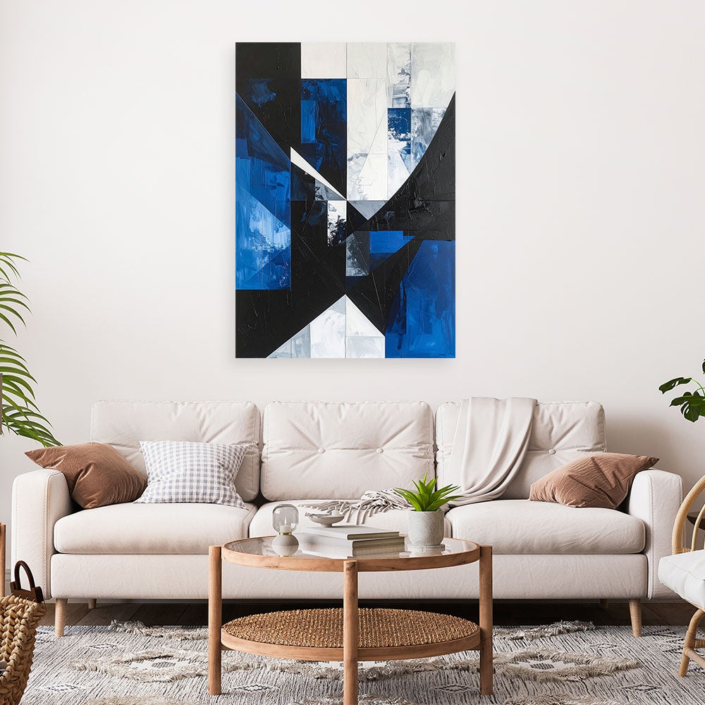 Obraz do salonu sypialni biura, Abstrakcja kształty geometryczne niebieski 70x100 - 2
