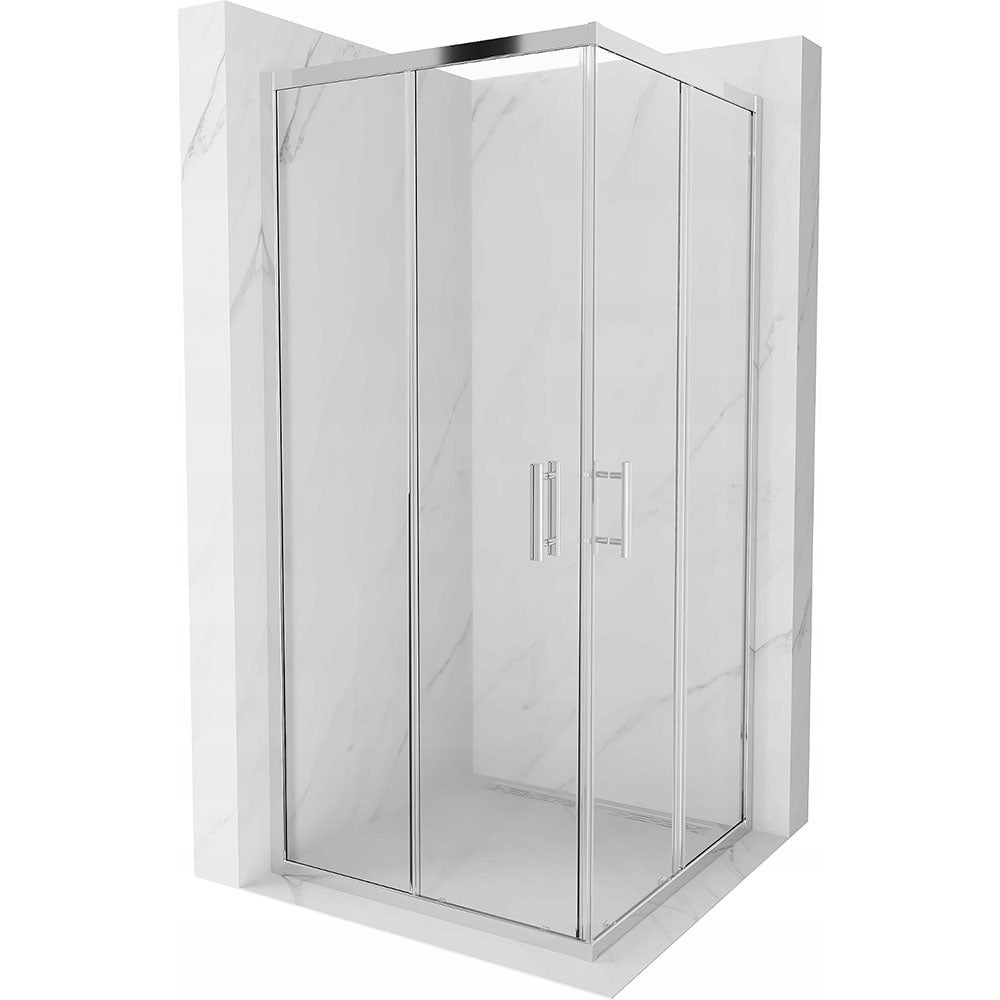 Silla Cabine de douche Carrée L.90x90l.cm, Verre transparent, Chrome