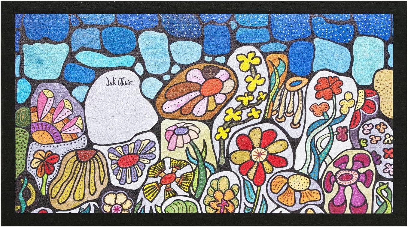 Felpudo de goma reciclado 40x70 cm sostenible antideslizante entrada casa rectangular pop art jack ottanio dib_stone garden (g)