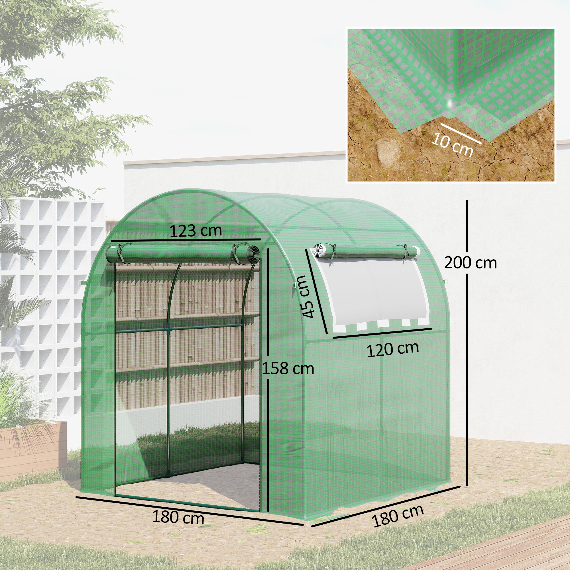Serre tunnel de jardin PE Outsunny - 3