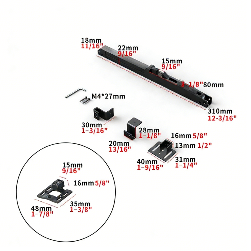 Amortisseurs pour portes coulissantes, accessoires de dégagement de meubles, amortisseur de porte coulissante pour portes de grange coulissantes - 2