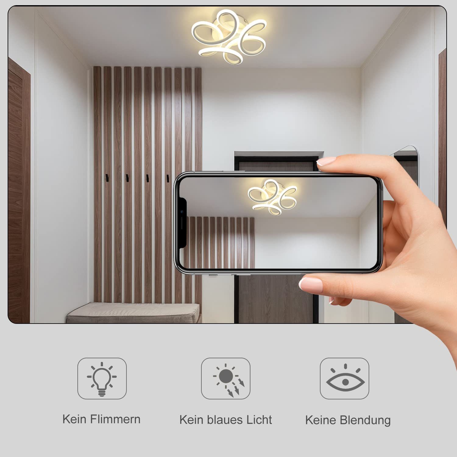 ZMH LED plafonnier Design géométrique noir et blanc plafonnier moderne couloir - 5