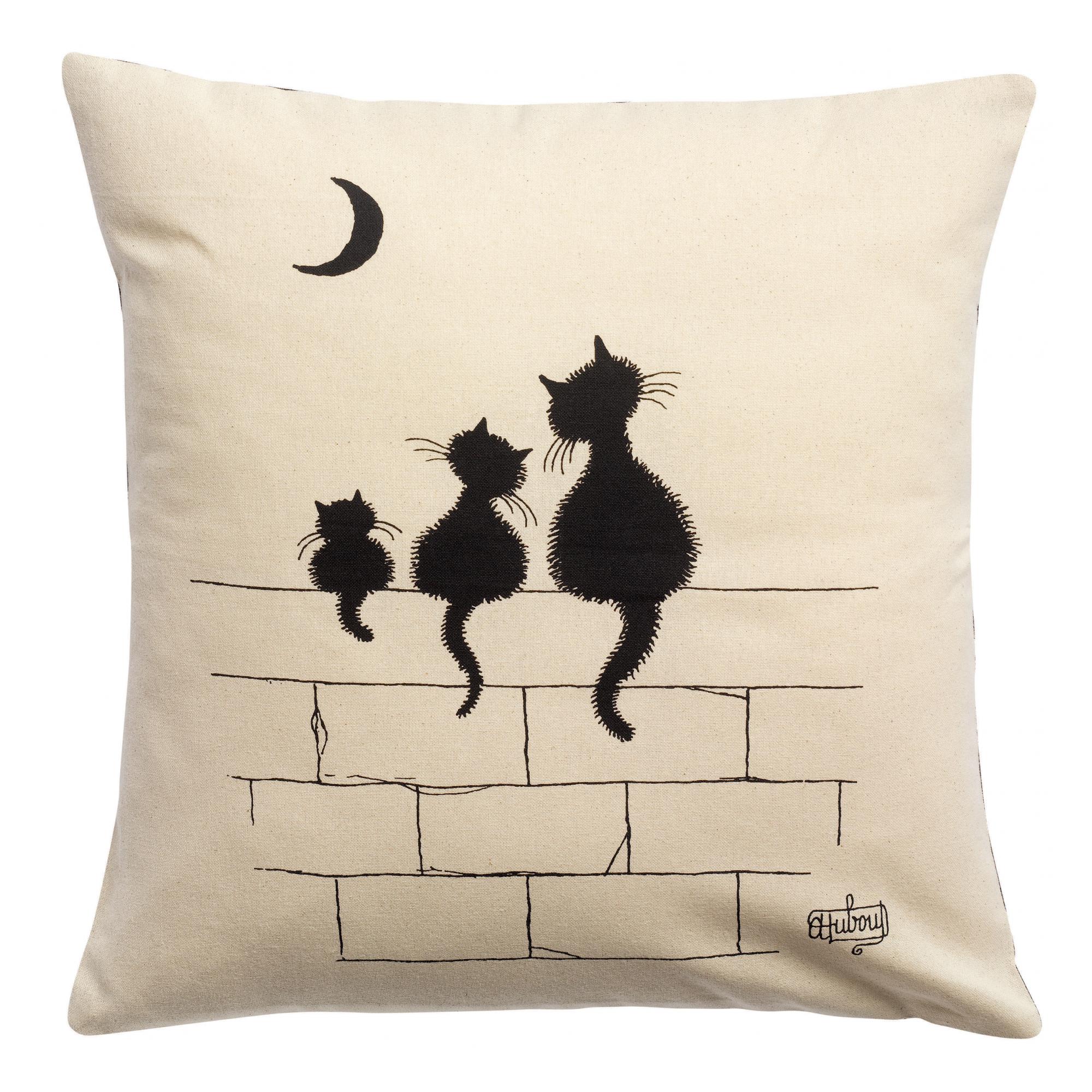 Set van 3 geborduurde theedoeken Dubout Les chats Wit 40x60 cm