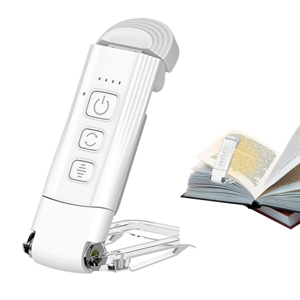 Składana lampka USB z klipsem, lampka do czytania, lampka chroniąca oczy, przenośna, z timerem (biała), 1 sztuka