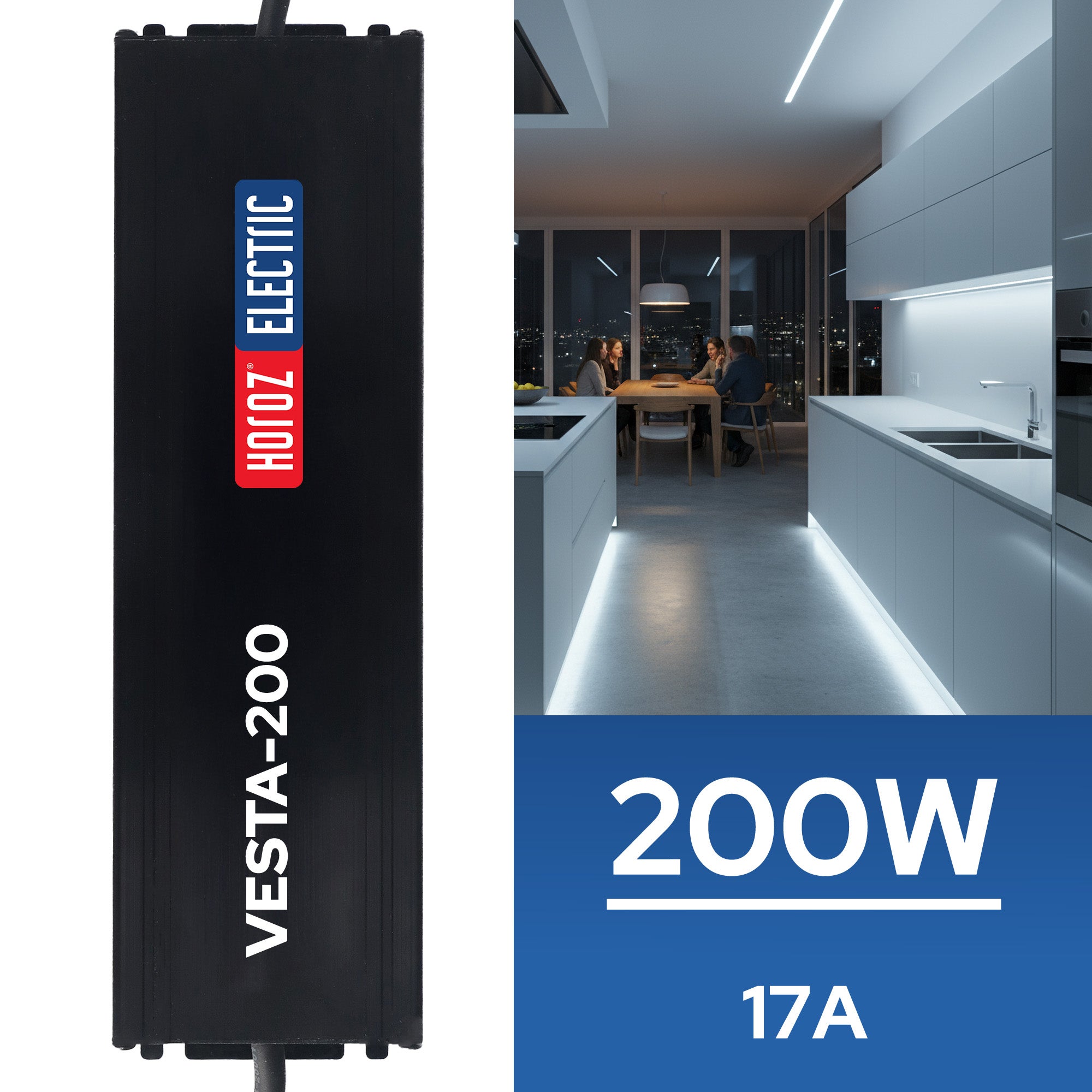 Zasilacz LED hermetyczny SLIM wodoodporny IP67 12V 17A 200W VESTA-200 HOROZ