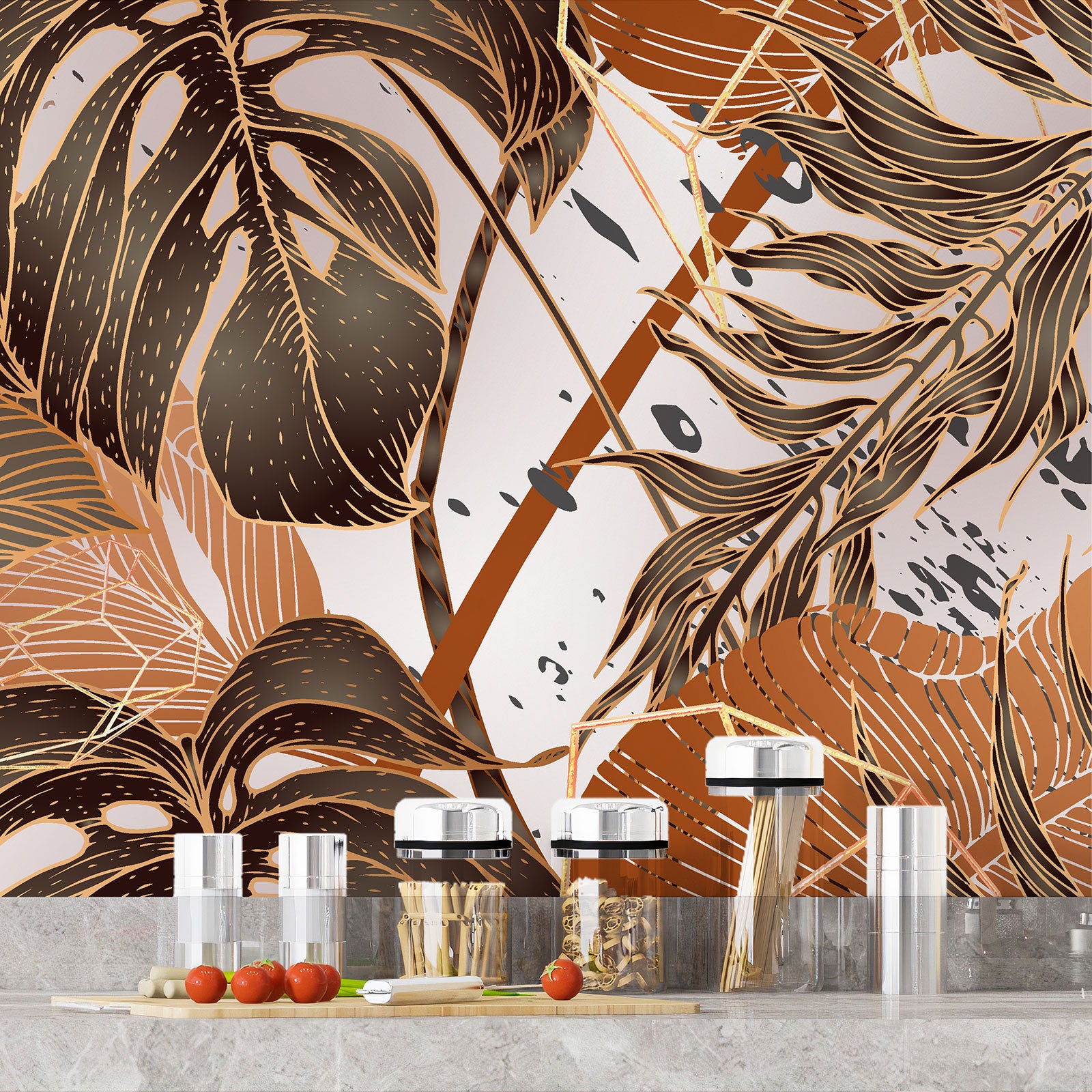 Crédence adhésive sticker décoratif pour cuisine - Feuilles tropicales - Adhésif MAT - 50x200 cm - 4