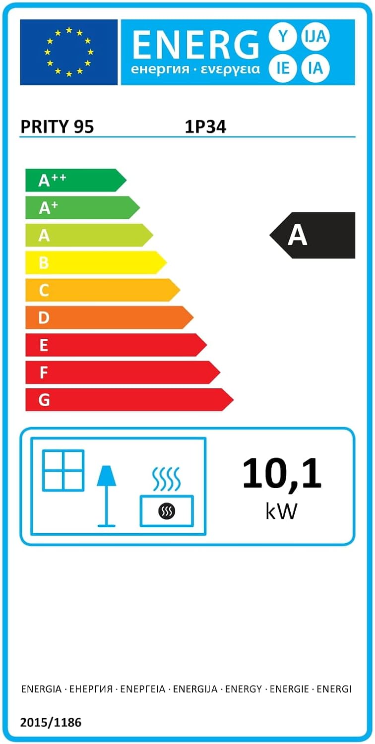 Stufa a legna con forno. Piastre in ghisa. Potenza termica 10kw. Modello Prity 1P 34 con canna fumaria SINISTRA - 4