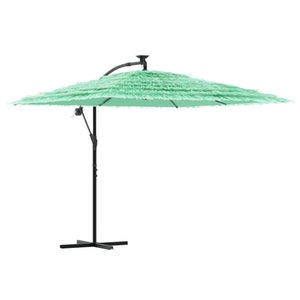 Parasol De Jardin Demi-vidaXL - 294 Cm, Aluminium, LED, Manivelle - Vert, Pour Terrasse Et Balcon