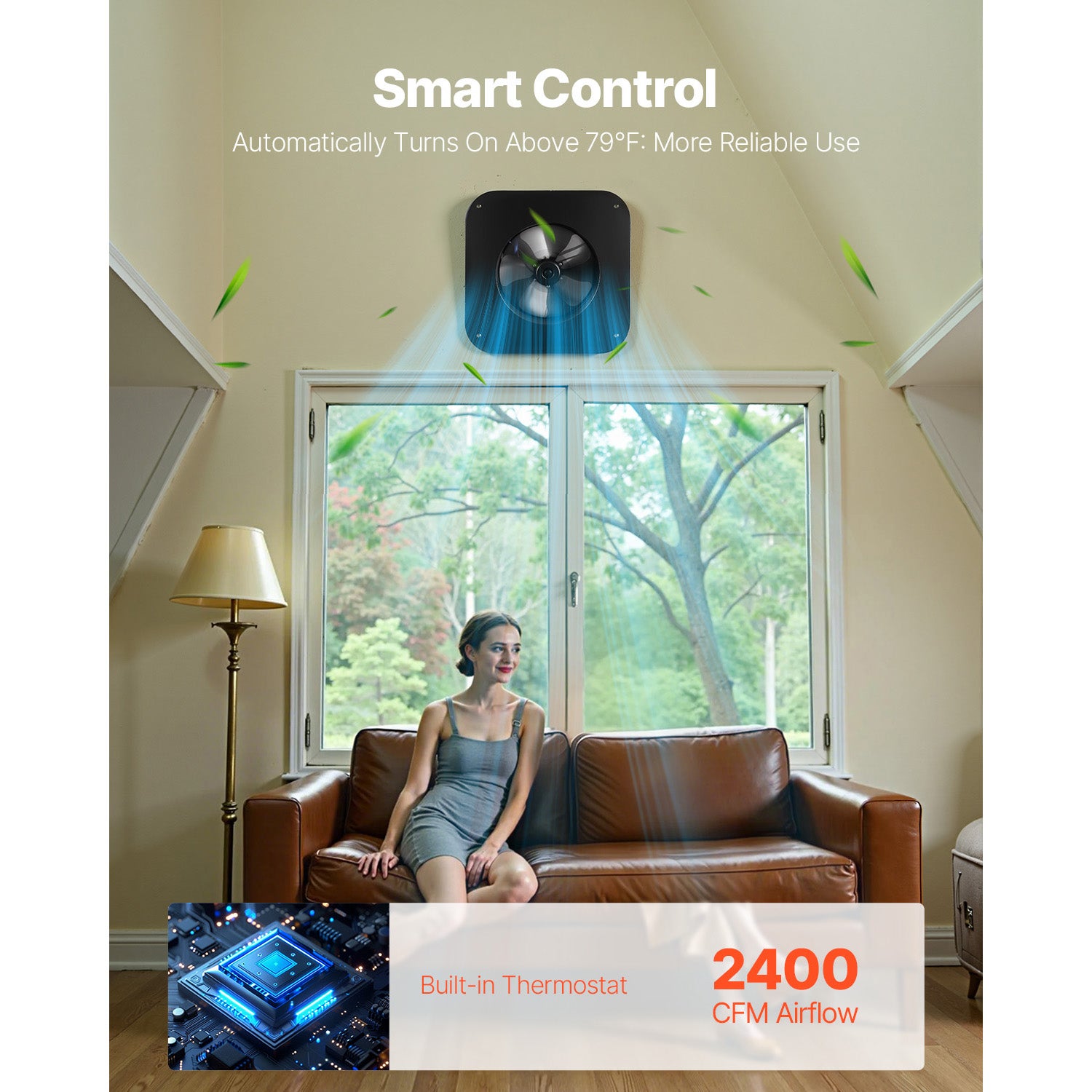 Ventilateur solaire 35 W avec thermostat, débit 2400 CFM, moteur sans balais, pour greniers SucceBuy - 5