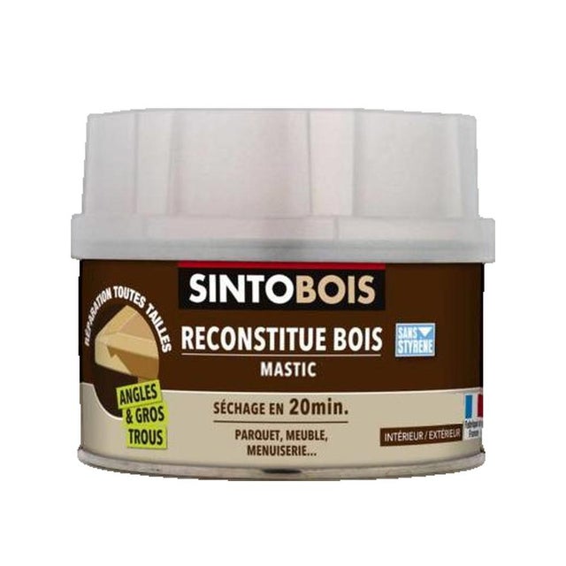 Reconstitue bois pour parties manquantes (angles, gros trous) - Pot de 170 ou 500ml - Sintobois