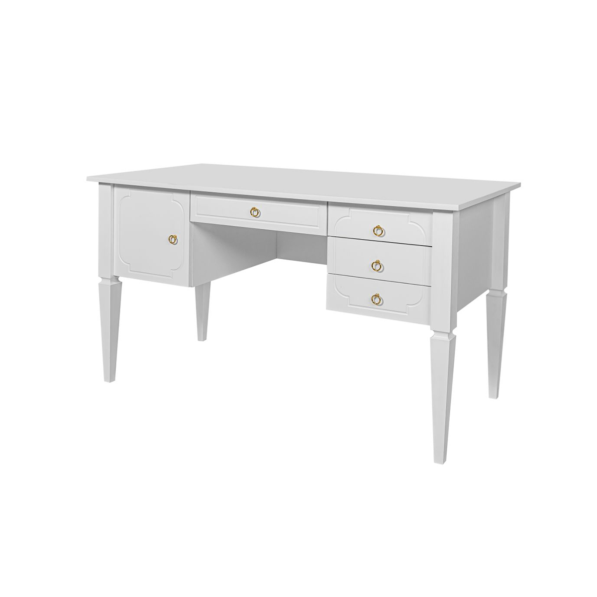 Bureau 4 tiroirs 1 porte Royal - Blanc - 2