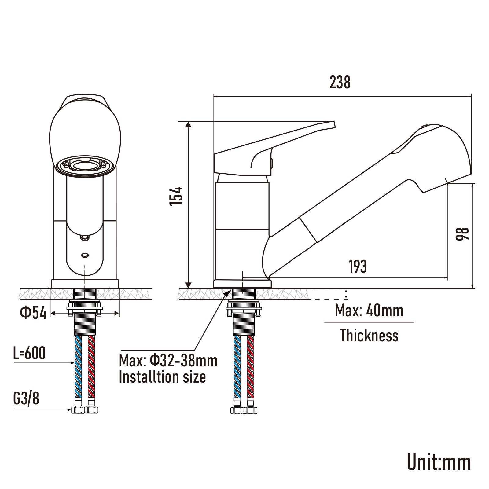 Rubinetto cucina doccetta estraibile,Miscelatore cucina in acciaio inossidabile con doccetta 2 modalità Jet, becco basso, PivoTanto 360°,cromata - 5