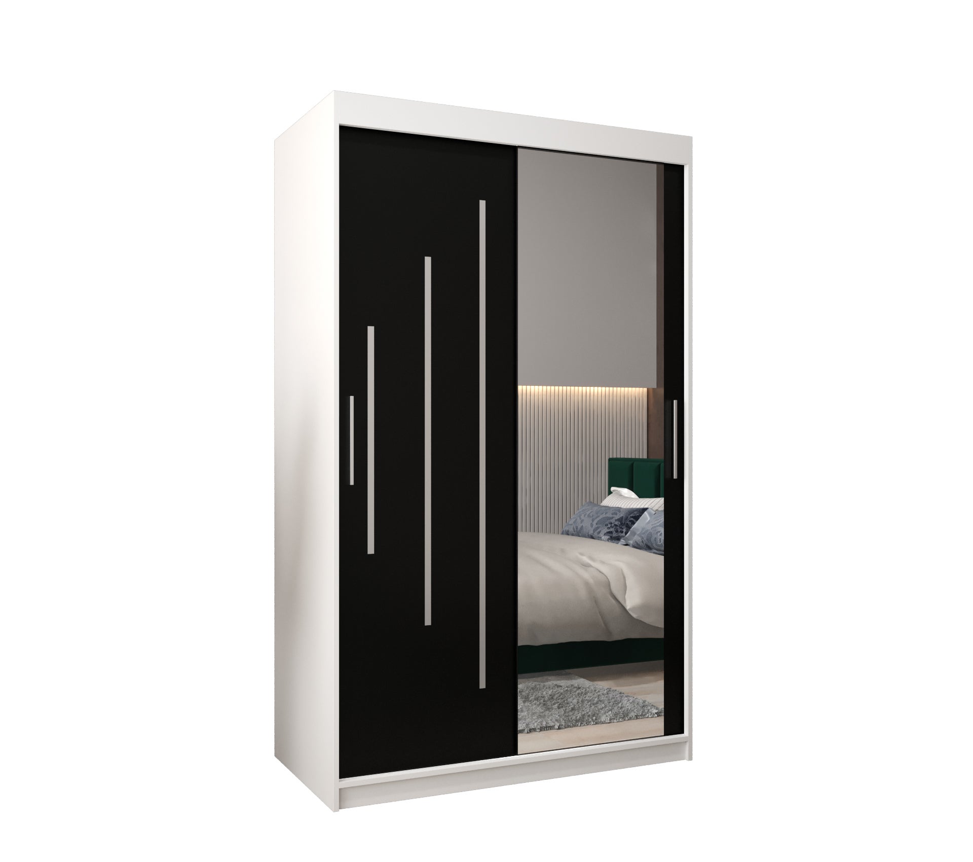 Szafa przesuwna garderoba York 2 120 x 62 x 200 cm Biały + Czarny - Abiks Meble