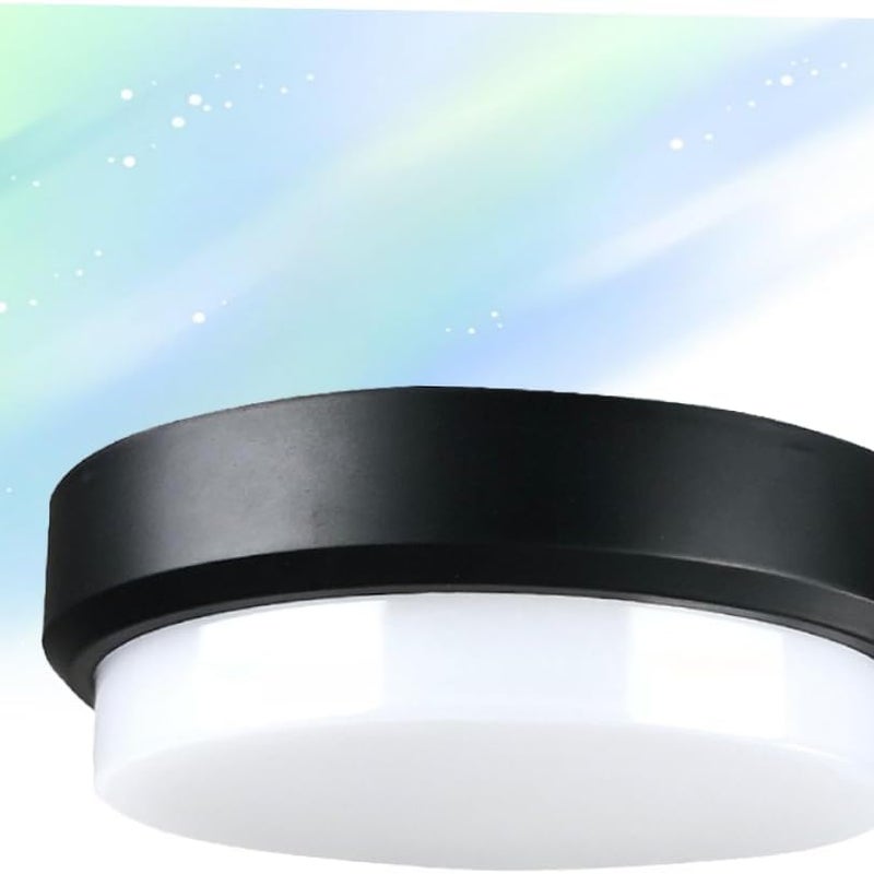 Czarna lampa ścienna 17,5 x 17,5 x 5 cm, 1 sztuka, 20 W, ciepłe światło 3000 K, mała okrągła lampa sufitowa z akrylu, LED, wodoodporna