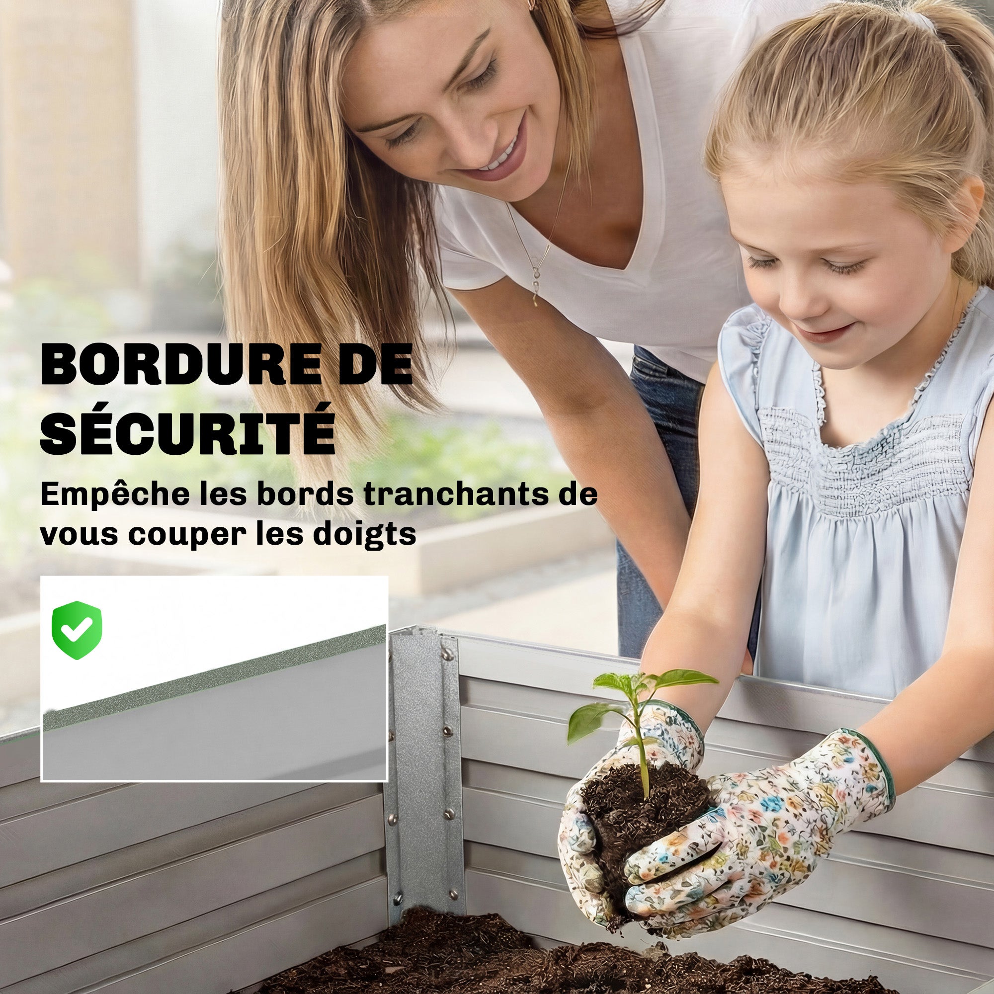 Jardinière extérieure - Outsunny - rectangulaire - avec bordure de sécurité et fond ouvert - 240 x 120 x 60 cm - gris argenté - 7