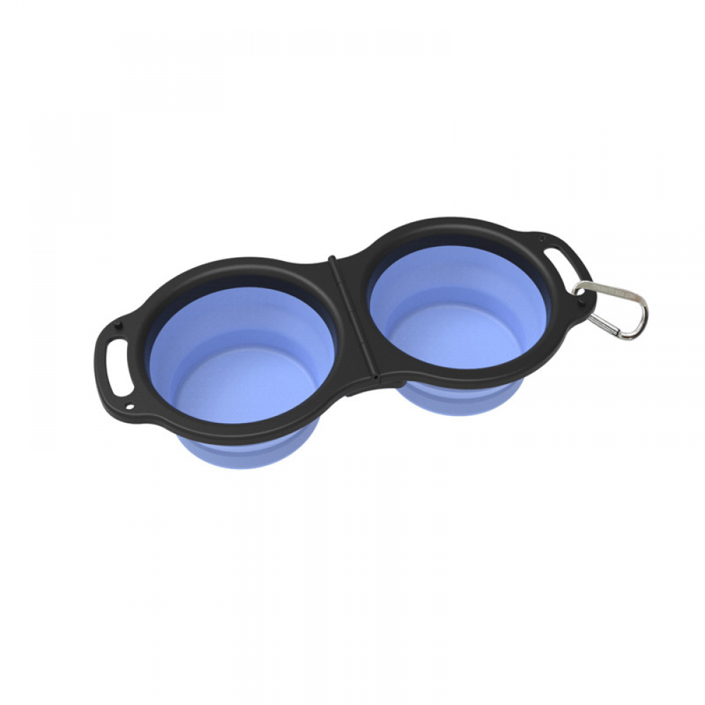 Niebieska składana miska dla psa, 1 sztuka, składana miska z uchwytem i karabińczykiem