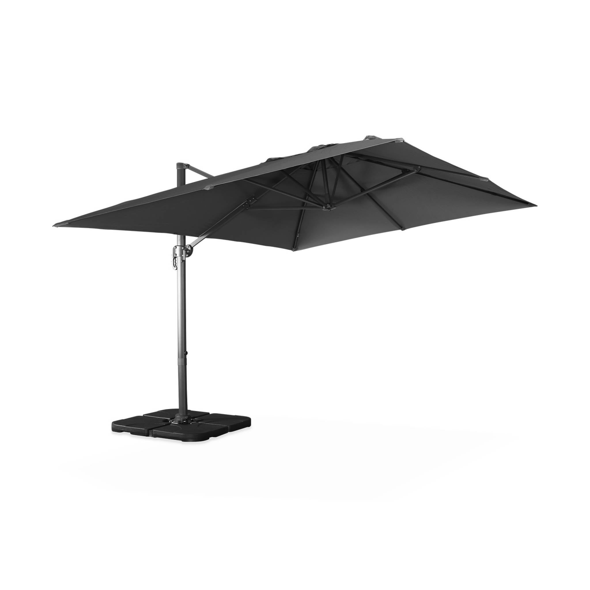 Parasol déporté rectangulaire gris 3x4m + dalles à lester 50x50cm WIMEREUX + DALLES 50X50CM - 5