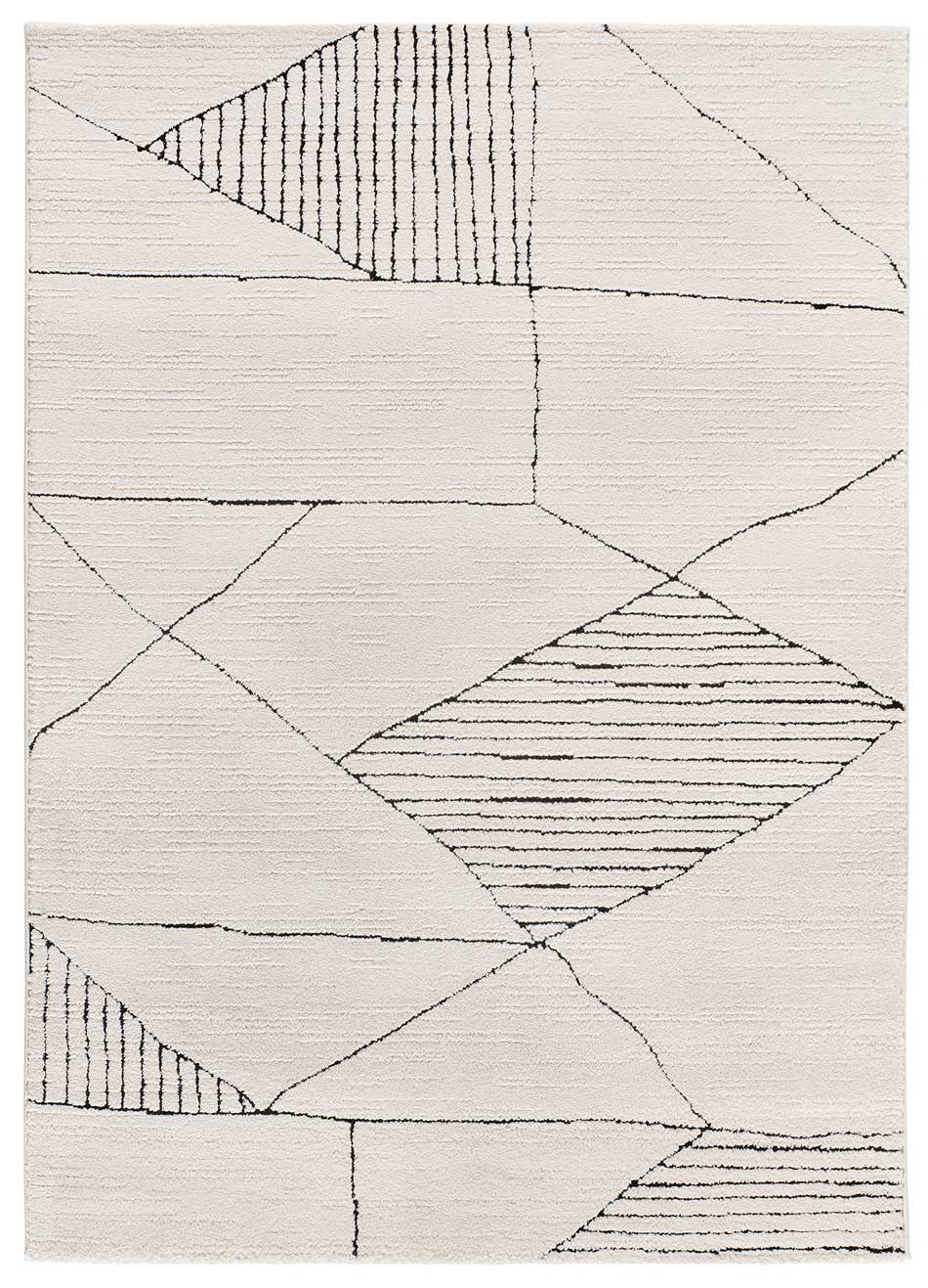 Alfombra interior blanco rectangular 120 x 170 cm TURIN étnico con relieve - ATTICGO - 5