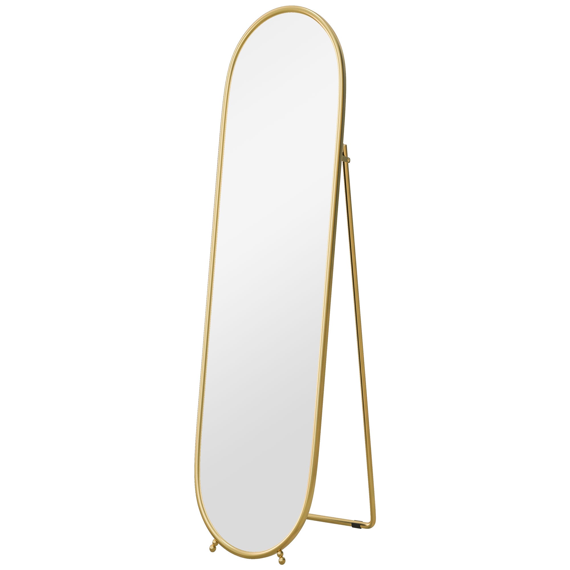 Espejo de pie ovalado de cuerpo entero, 160 x 40 cm, marco de metal, ideal para el salón o el dormitorio, color dorado |
