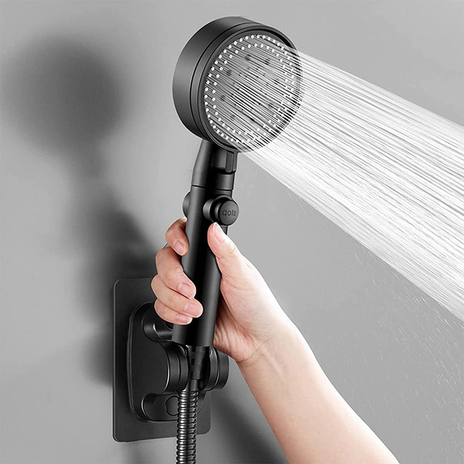 NICOLA Pommeau de douche haute pression multifonctionnel avec 5 modes, pommeau de douche à main haute pression avec interrupteur marche - 5