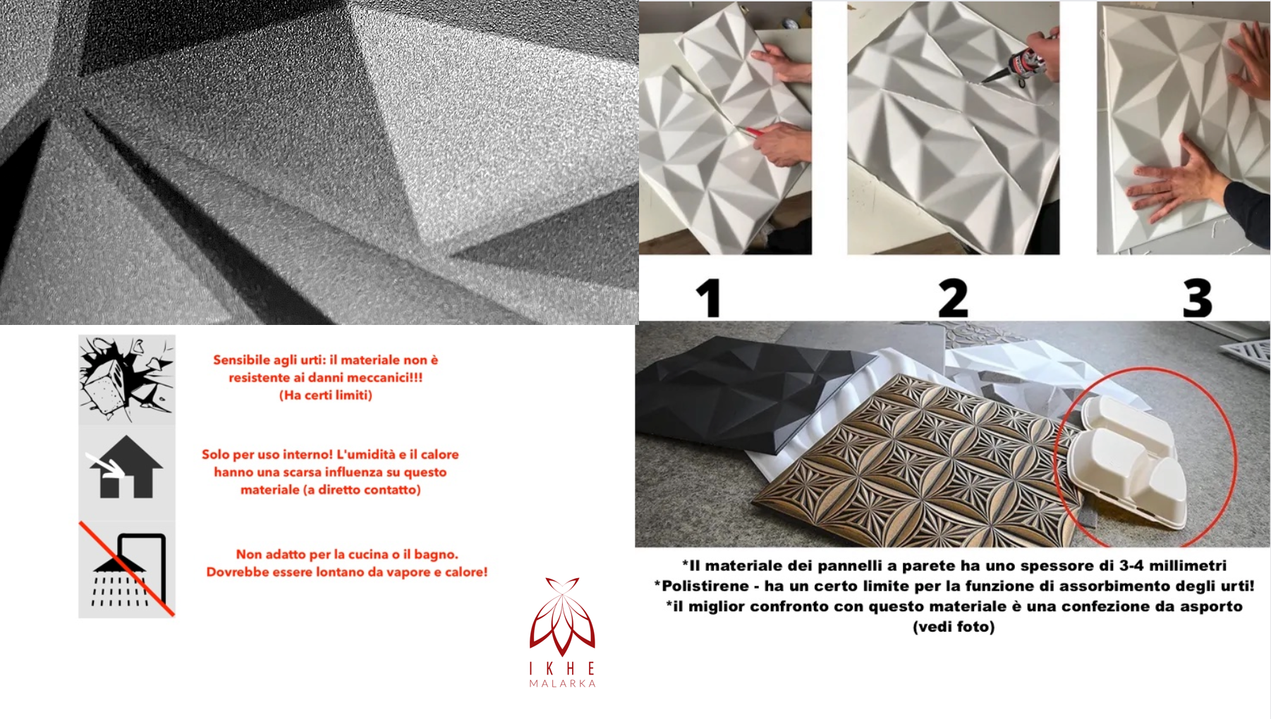 Panneaux muraux 3D décors revêtement mural panneaux de plafond POLYSTYRENE MATERIAL STYROPOR-TYPE 3mm force 8 pièces - 2m² Merkur Noir - 8