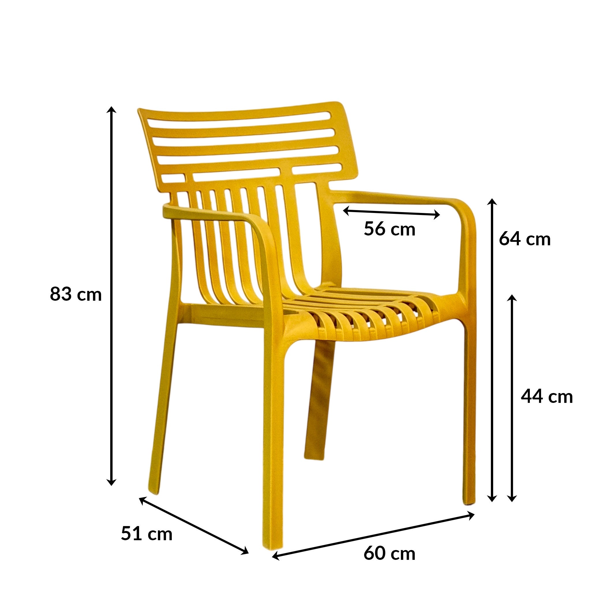 Chaise de jardin sans coussin en Polypropylène Jaune - 3