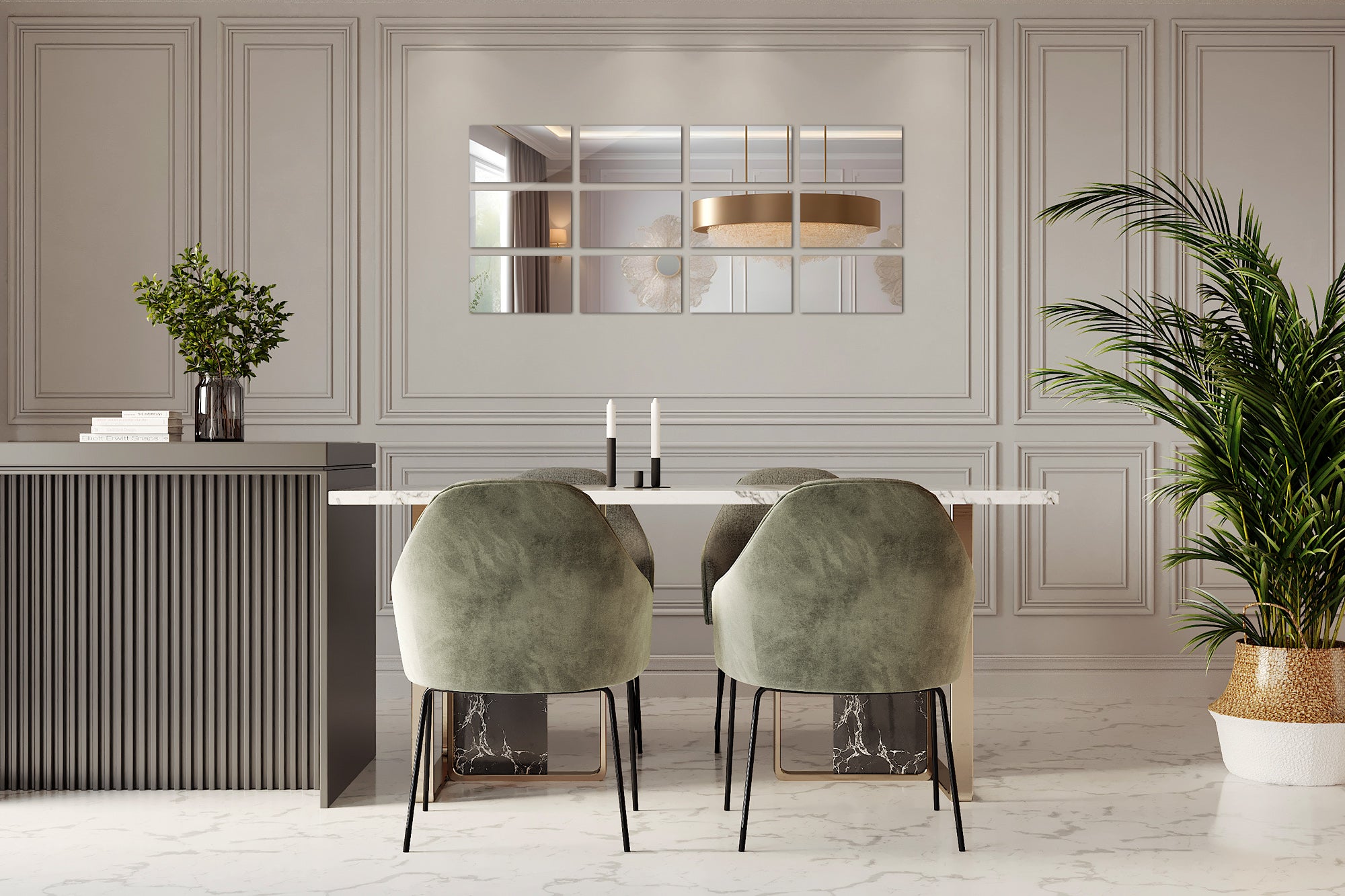 Lot de 6 Carreaux Miroir Autocollants 30x16 cm - Faciles à Appliquer, Effet Miroir - 4