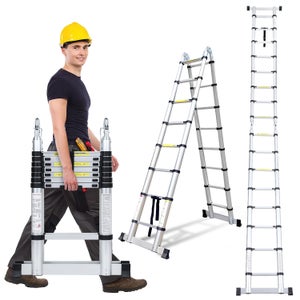 Escabeau Pliable 4 Marches HOMCOM - Charge Max 150 Kg, Hauteur 1.55 M, Antidérapant, Pochette Outils Intégrée, Acier Marchepied Jardinage Bricolage