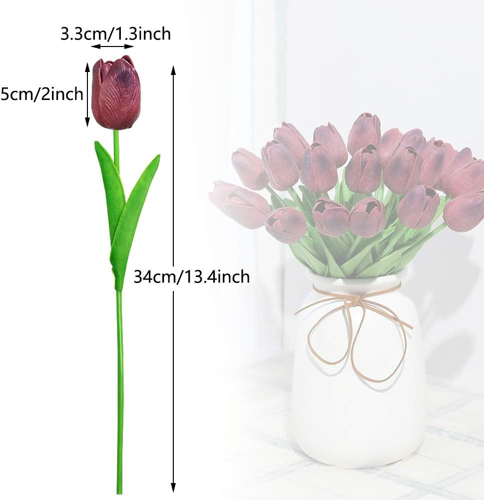 Bouquet de 12 Tulipes artificielles au Toucher réaliste, décoration Parfaite pour Mariage, fête, Maison, Jardin, Bureau (blanc laiteux) - 4