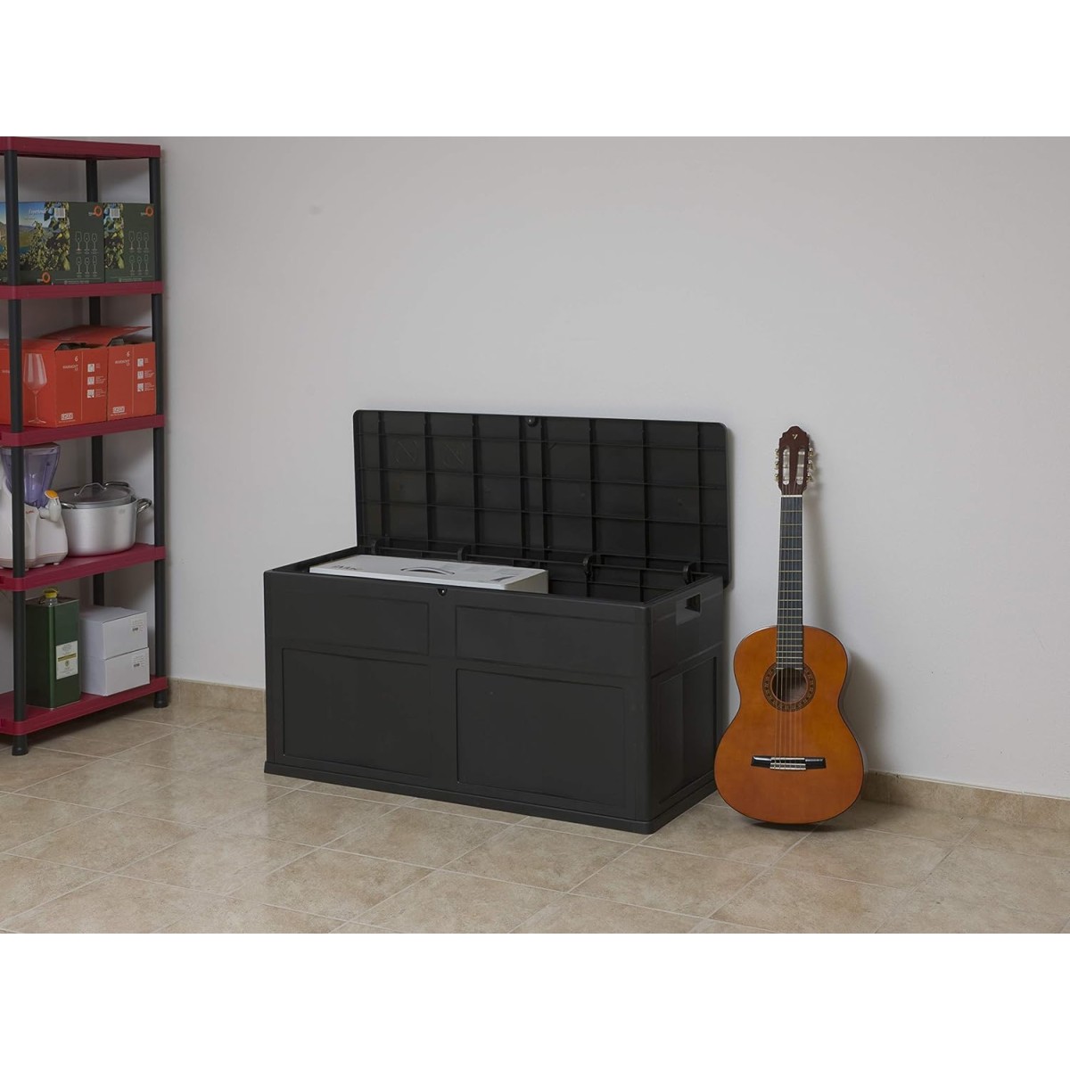 Coffre de Jardin en résine 320 Litres NOIR 119 X 46 X 60 cm Protection Anti UV TOOMAX - 4